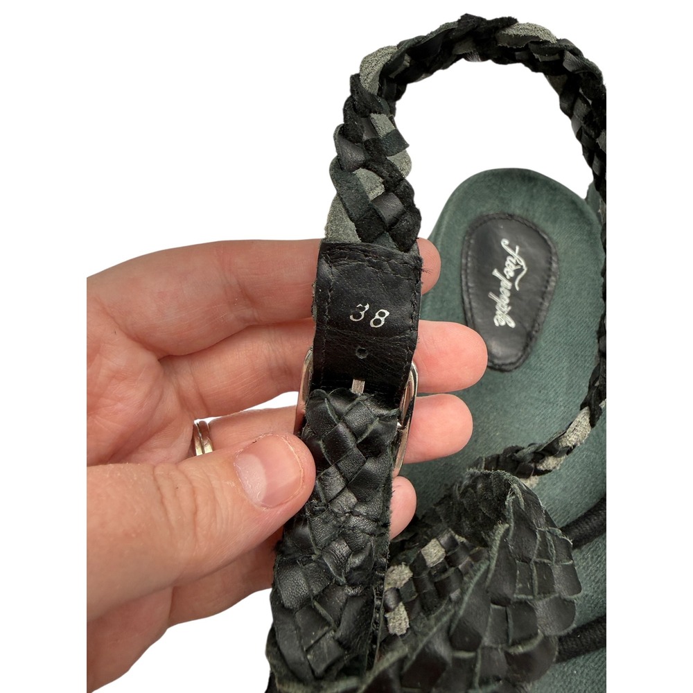 Free People Denali Gladiator Sandals Women's 38 Black Teal Braided Wrap Boho - Picture 5 of 11